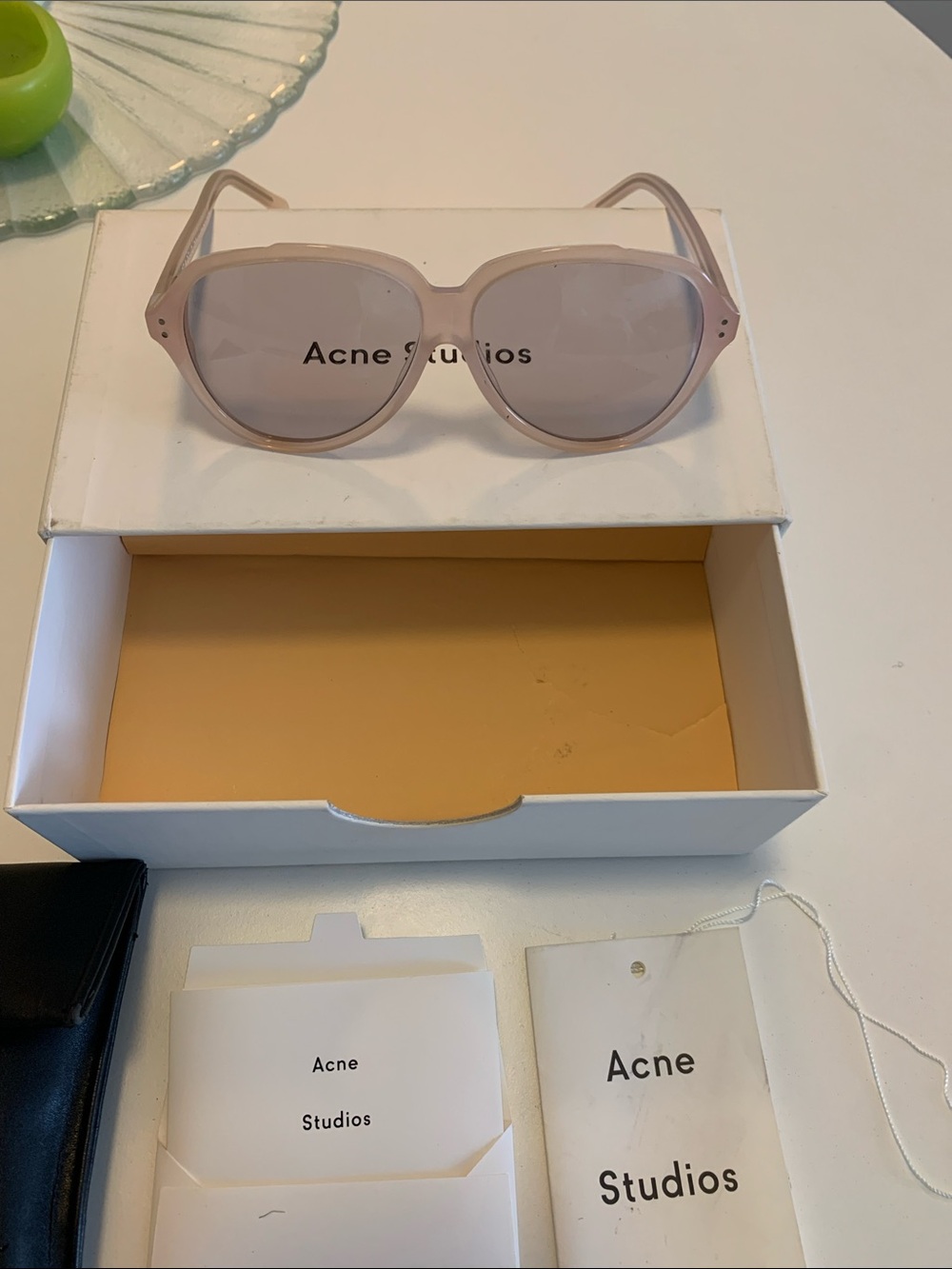 Acne Pale Pink Frame Sunglasses with Light Gray Lenses